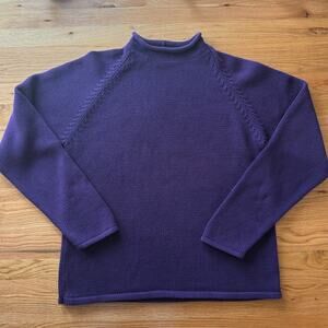 Vintage J. Crew Oarsman Roll Neck Purple Cotton Sweater 90s Men's Size L Tall